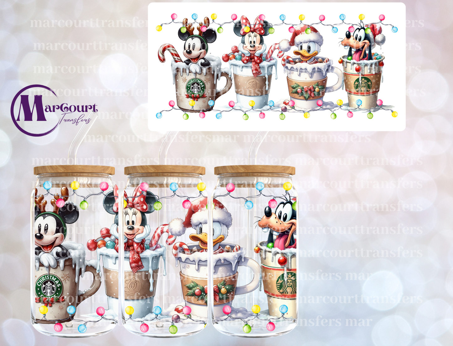 MAGICAL CHRISTMAS CHARACTER DRINKS-16 0Z-UV DTF CUP WRAP