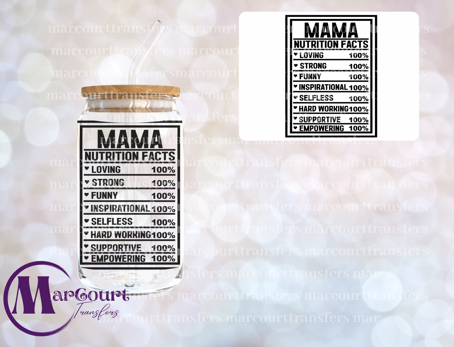 MAMA NUTRITIONAL FACTS-DECAL-UV DTF CUP WRAP