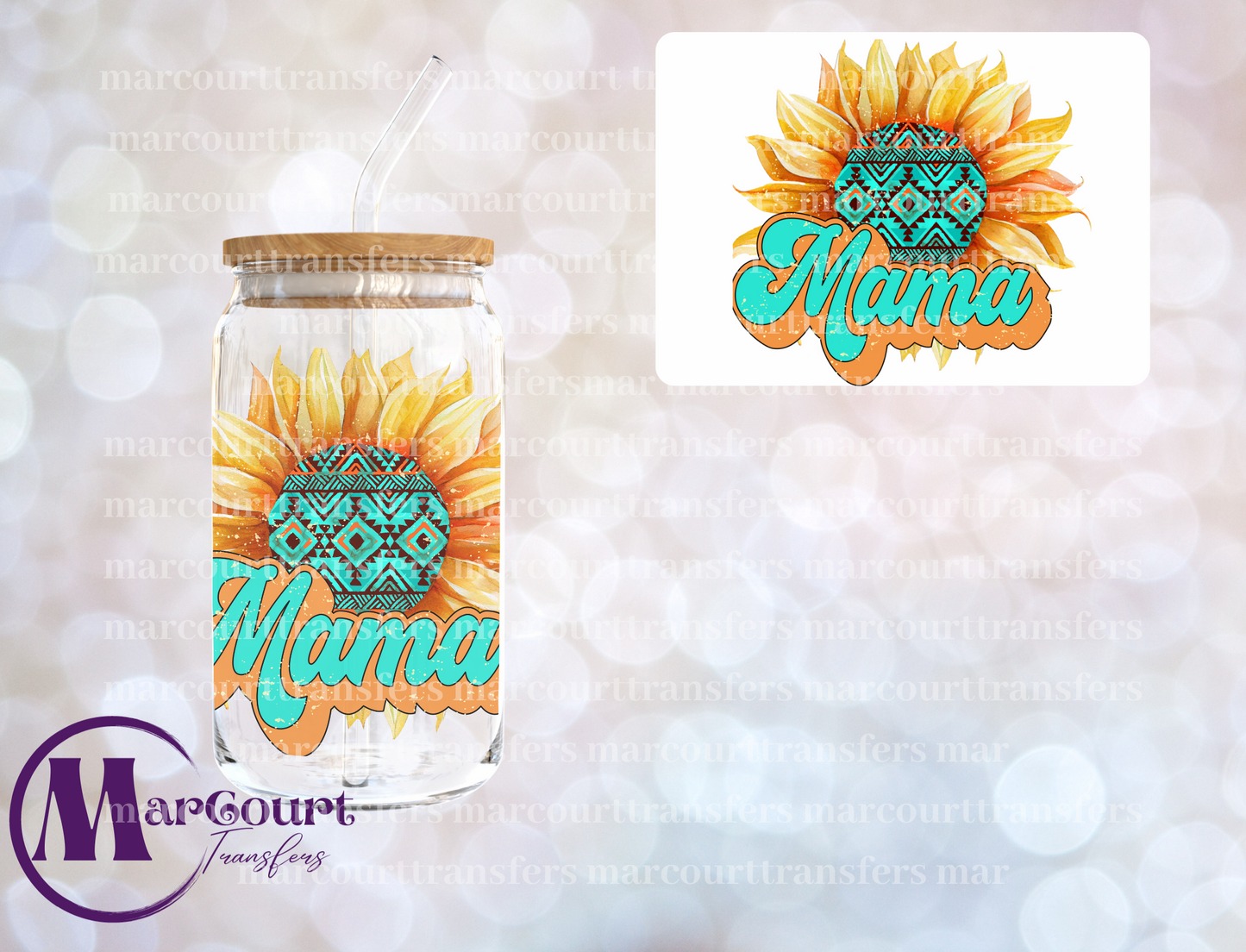 MAMA SUNFLOWER TRIBAL-DECAL-UV DTF CUP WRAP