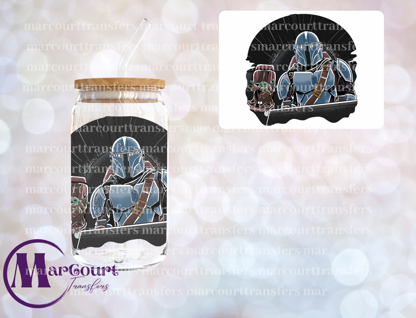 MANDO AND GROGU- DECAL-UV DTF CUP WRAP