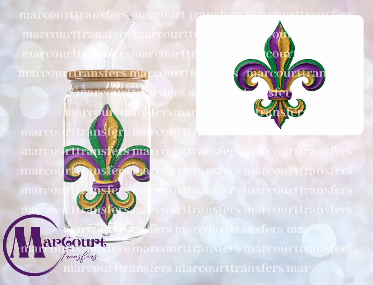 MARDI GRAS FLEUR DE LIS-DECAL-UV DTF CUP WRAP