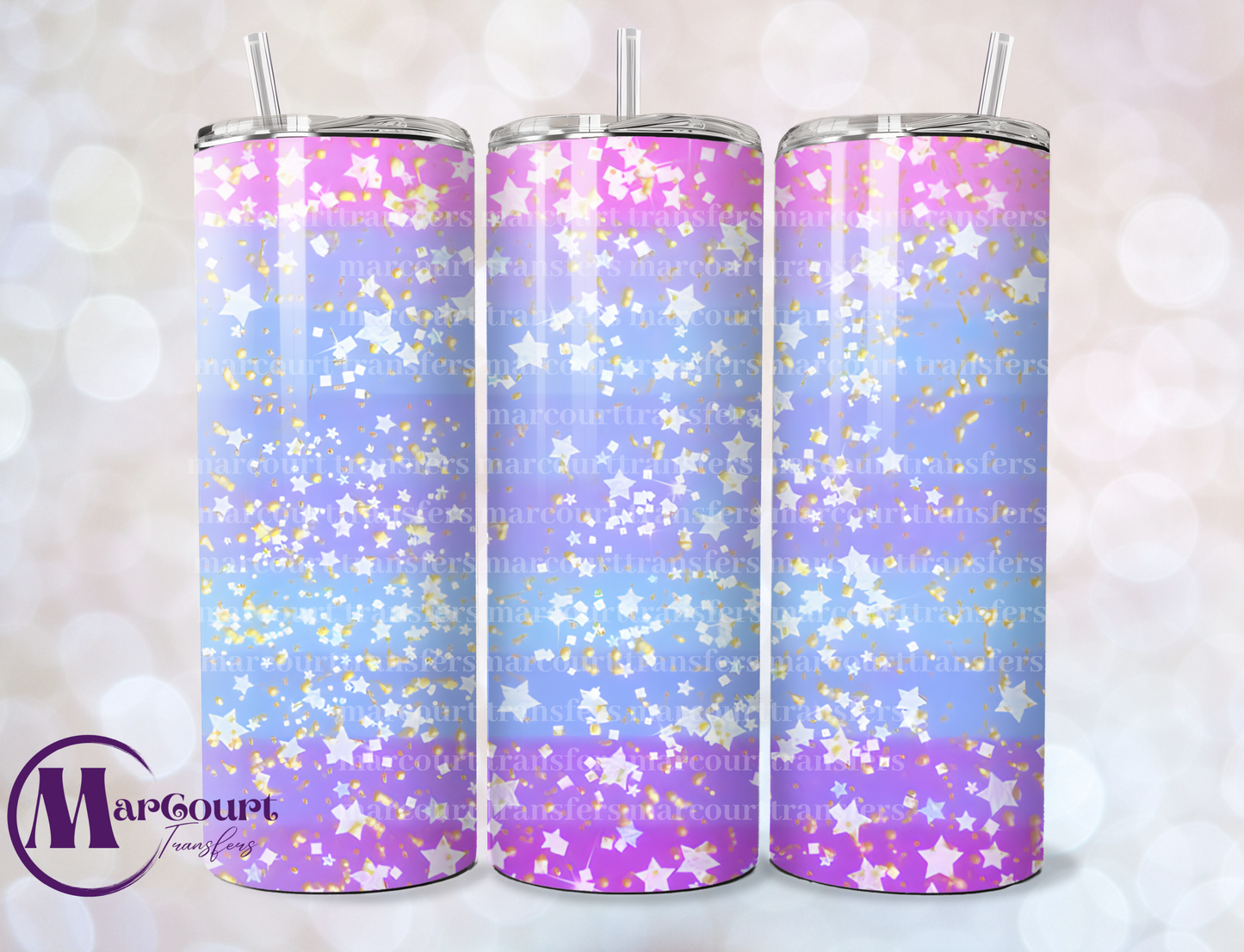 MERMAID COLORS AND STARS-SKINNY TUMBLER TRANSFER