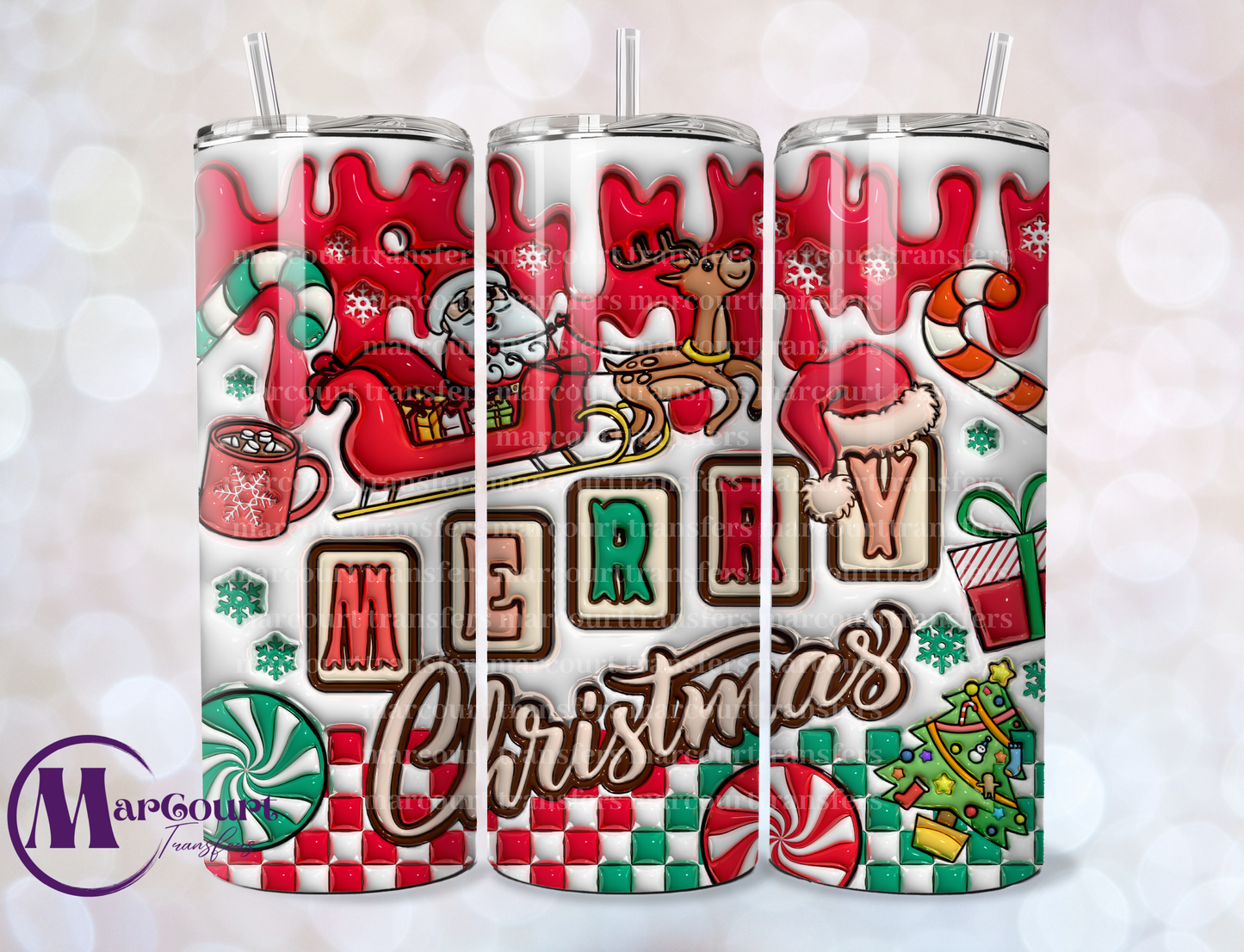 MERRY CHRISTMAS-SKINNY TUMBLER TRANSFER