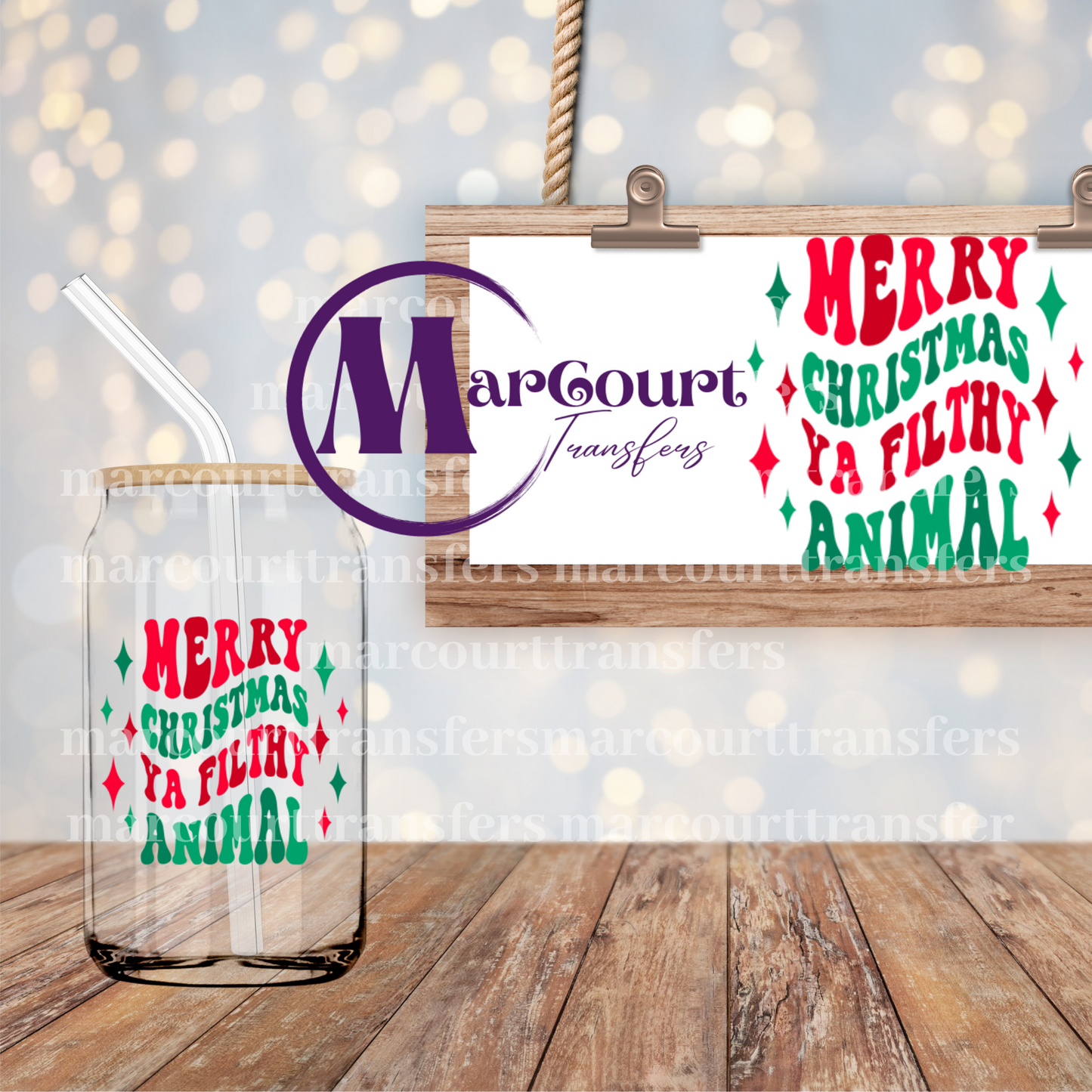MERRY CHRISTMAS YOU FILTHY ANIMAL-DECAL-UV DTF CUP WRAP