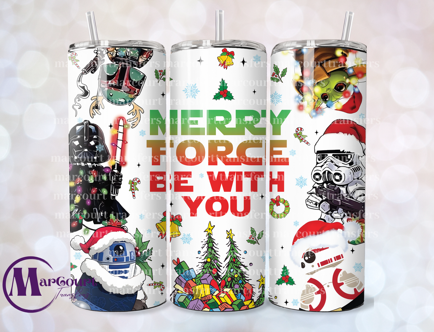 MERRY FORCE BE WITH YOU-SKINNY TUMBLER TRANSFER