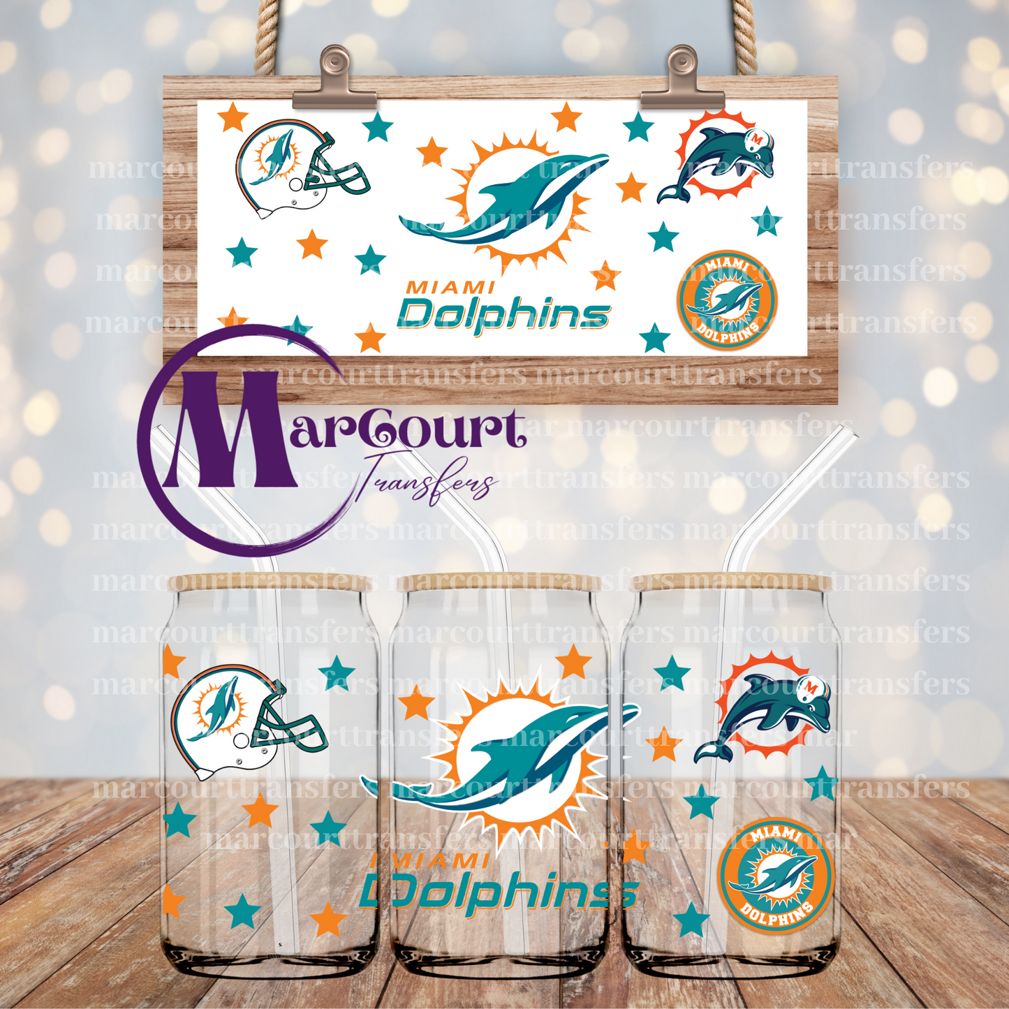 MIAMI DOLPHINS-16 OZ- UV DTF CUP WRAP