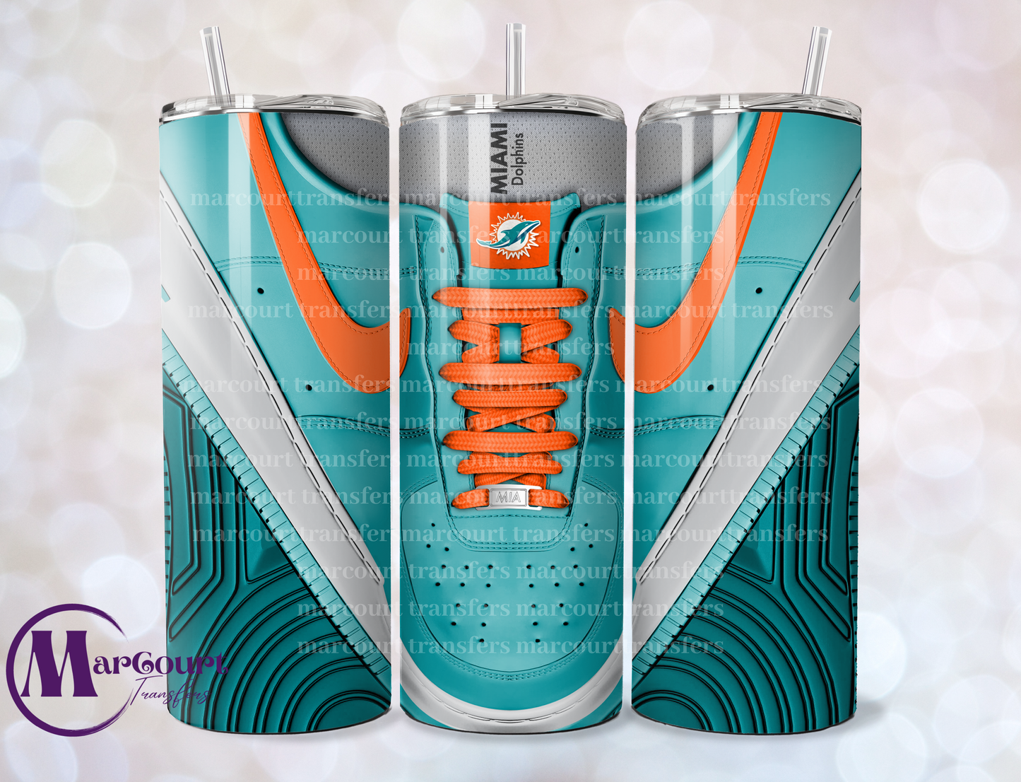 MIAMI DOLPHINS AIR FORCE 1-20-SKINNY SUBLIMATION TUMBLER TRANSFER