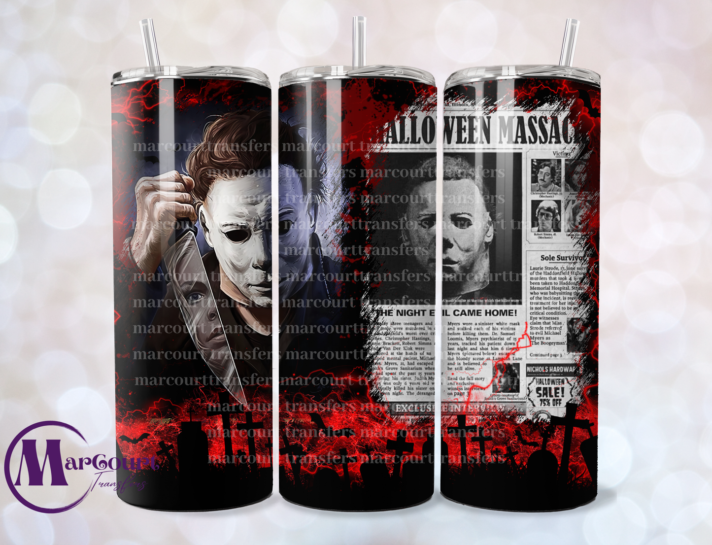 MICHAEL MYERS 4-SKINNY TUMBLER TRANSFER (SUBLIMATION)