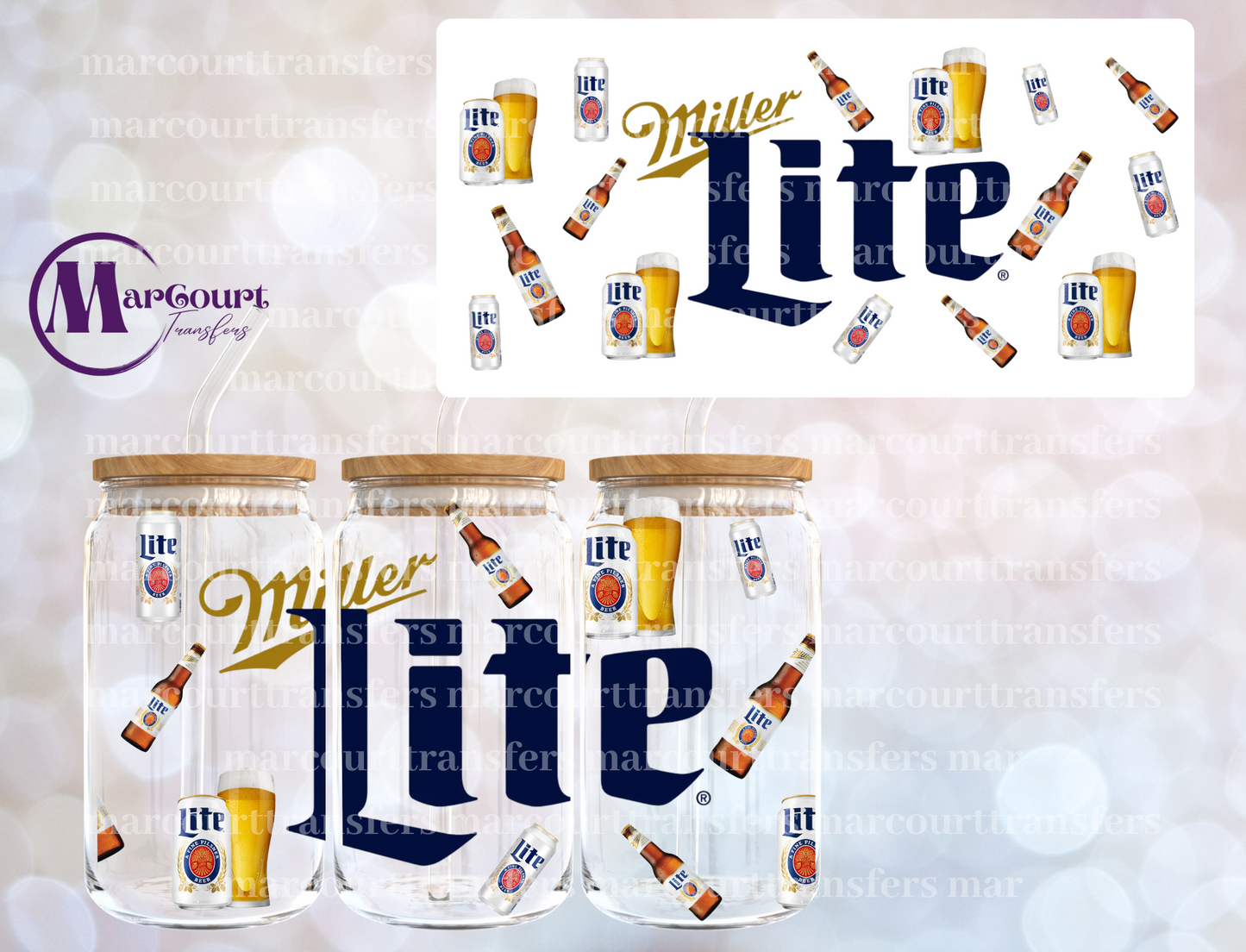 MILLER LITE-16 0Z-UV DTF CUP WRAP