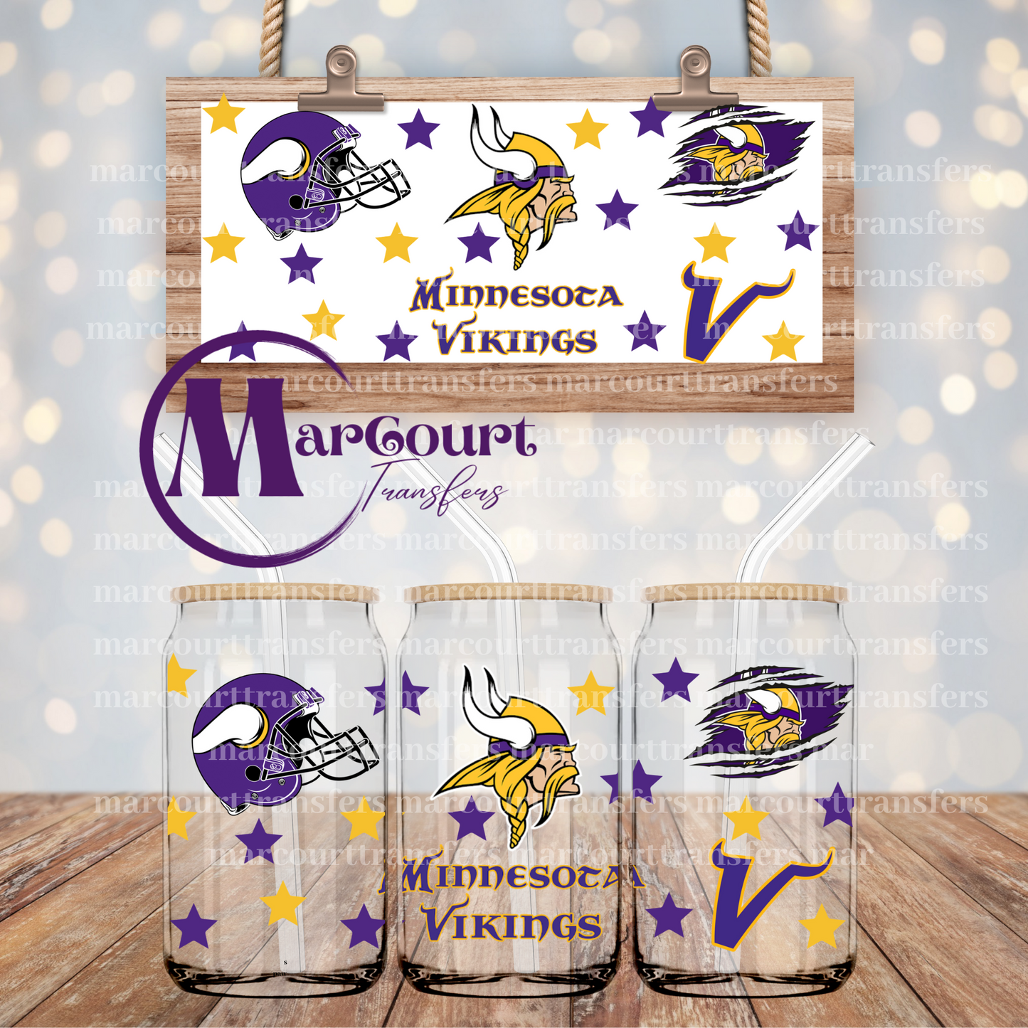 MINNESOTA VIKINGS-16 OZ- UV DTF CUP WRAP