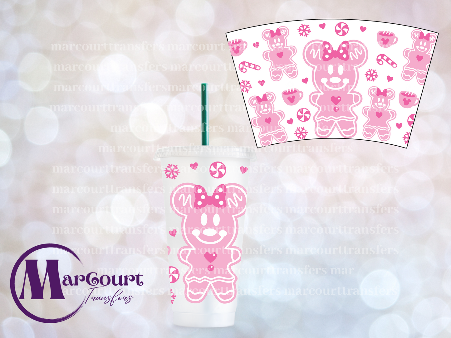 MINNIE MOUSE COOKIE-24 0Z VENTI COLD CUP -UV DTF CUP WRAP