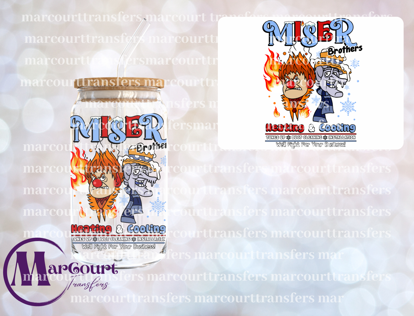 MISER BROS HEATING AND COOLING-DECAL-UV DTF CUP WRAP