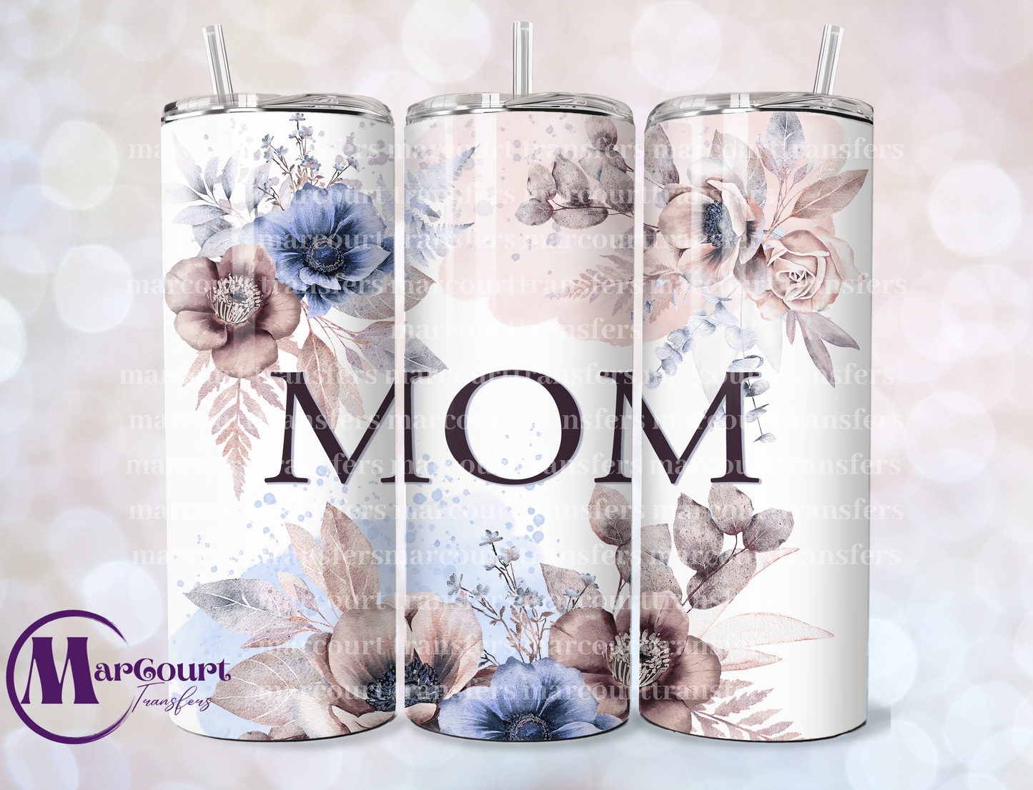 MOM VINTAGE FLOWERS-SKINNY TUMBLER TRANSFER