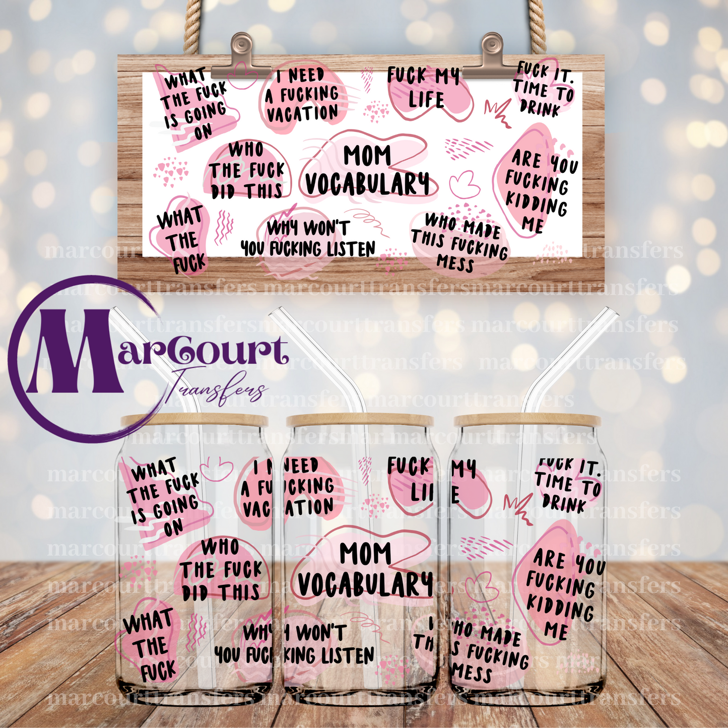 MOM VOCABULARY -16 0Z.-UV DTF CUP WRAP