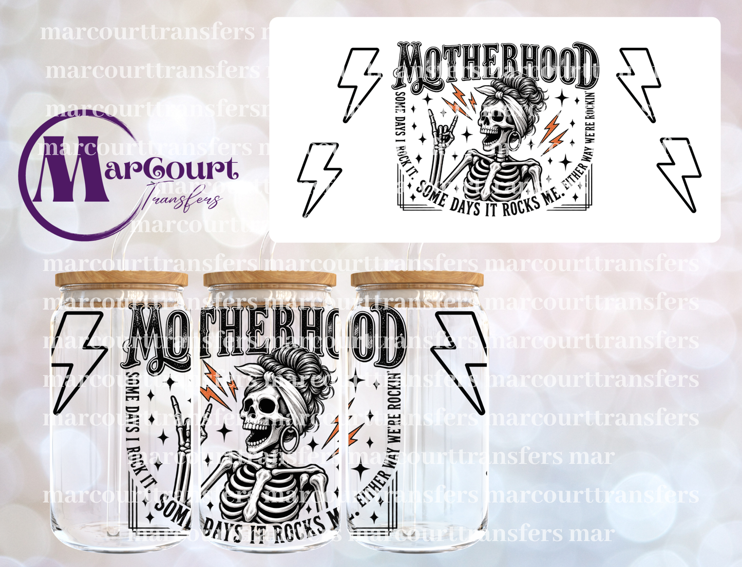 MOTHERHOOD ROCK SKELLY-16 0Z-UV DTF CUP WRAP