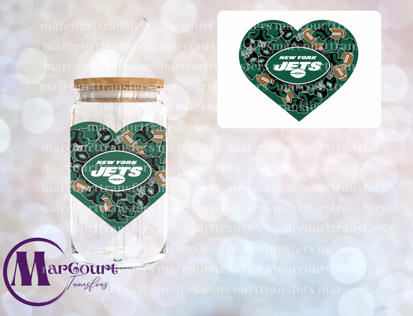NEW YORK JETS HEART DECAL-UV DTF CUP WRAP
