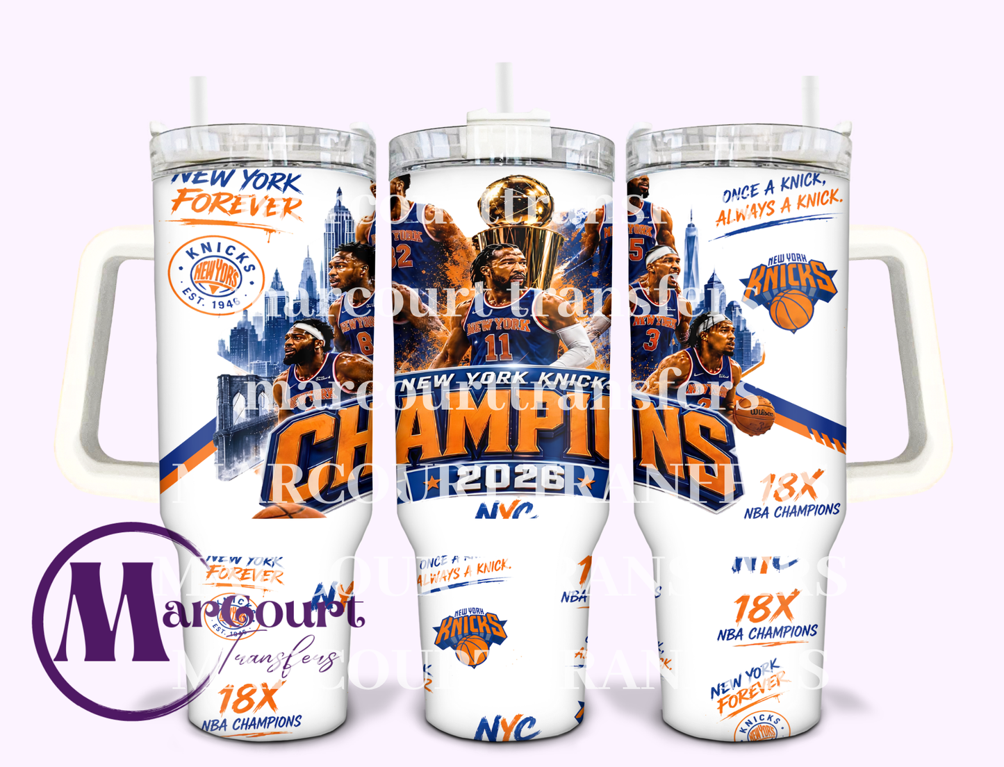 NY KNICKS CHAMPIONS-40 0Z-SUBLIMATION TUMBLER TRANSFER