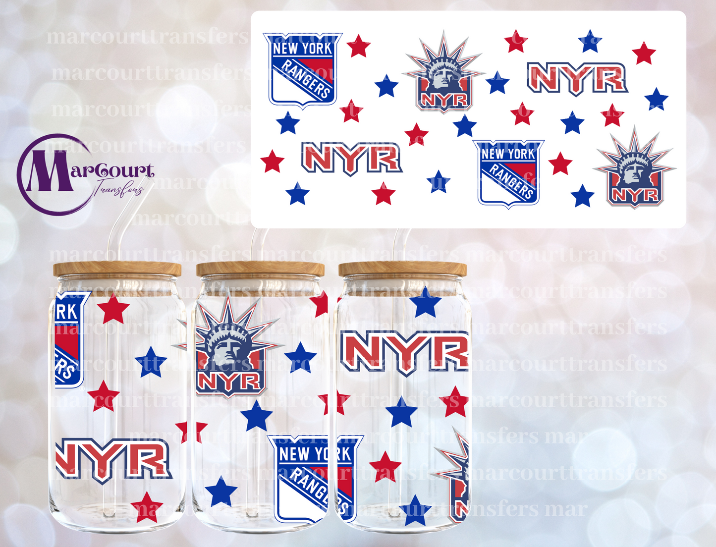 NEW YORK RANGERS 2-16 0Z-UV DTF CUP WRAP