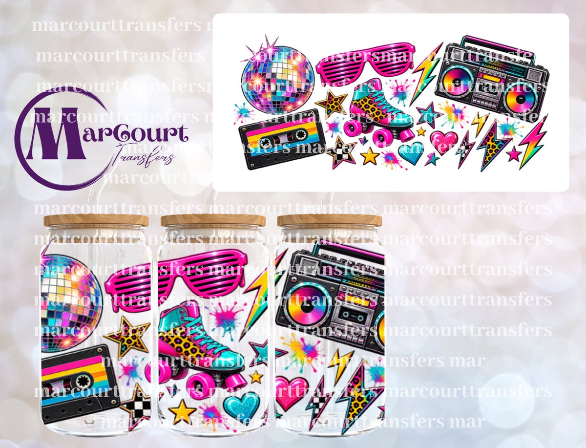 NEON 80S RETRO-16 0Z-UV DTF CUP WRAP