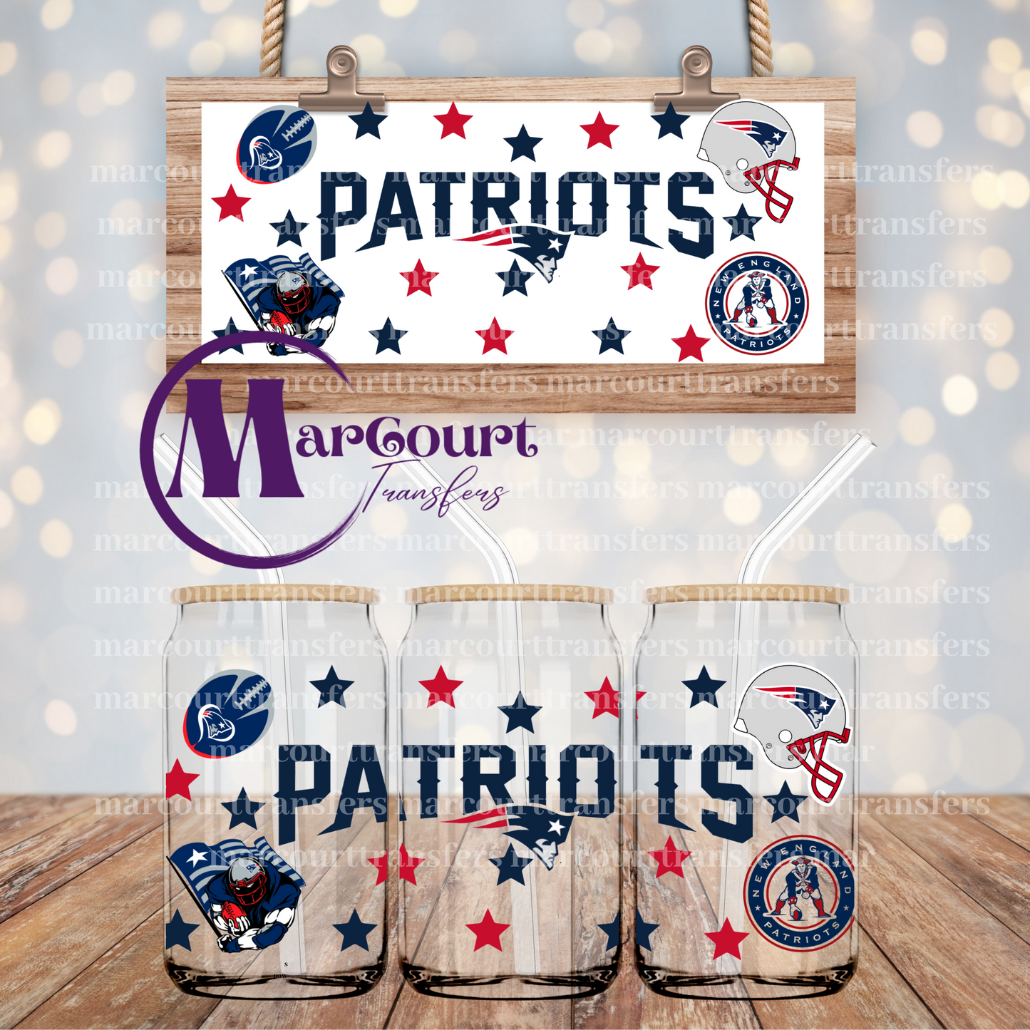 NEW ENGLAND PATRIOTS-16 OZ- UV DTF CUP WRAP