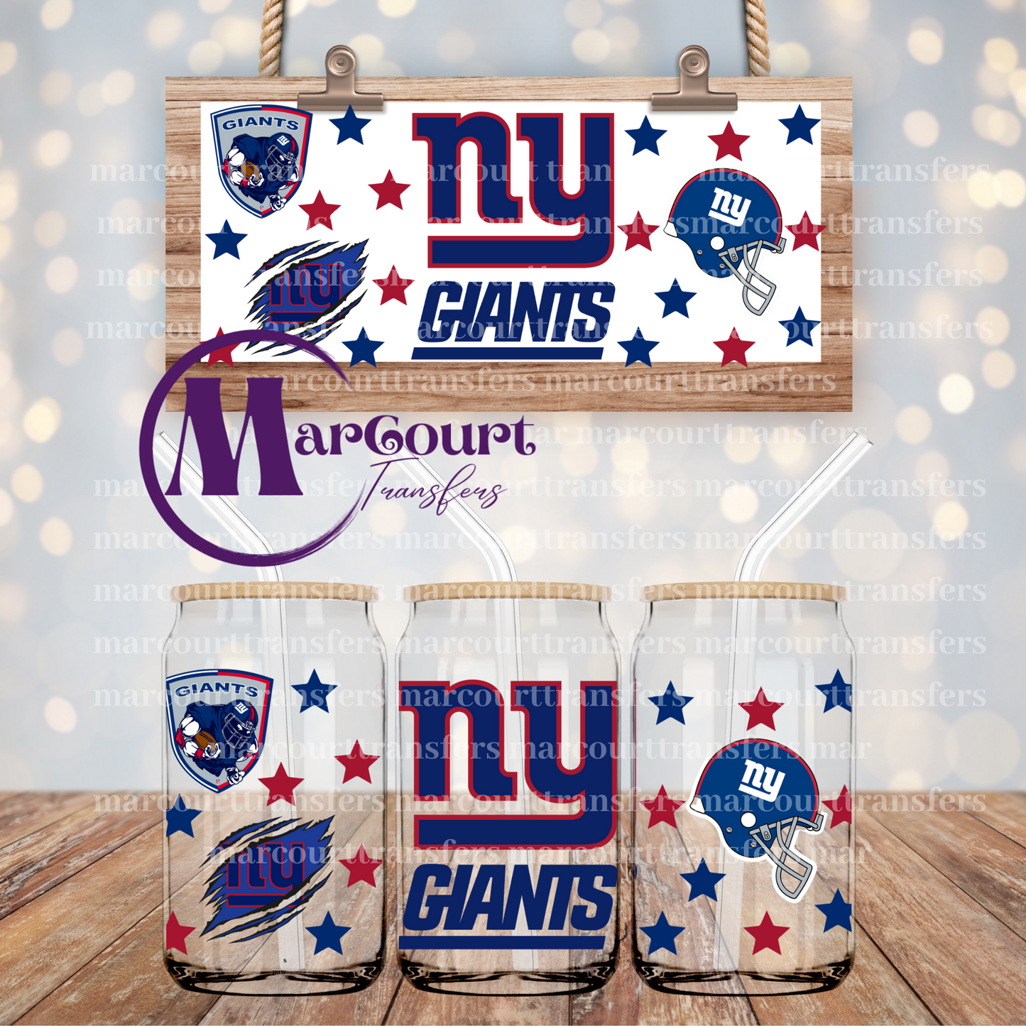 NEW YORK GIANTS-16 OZ- UV DTF CUP WRAP