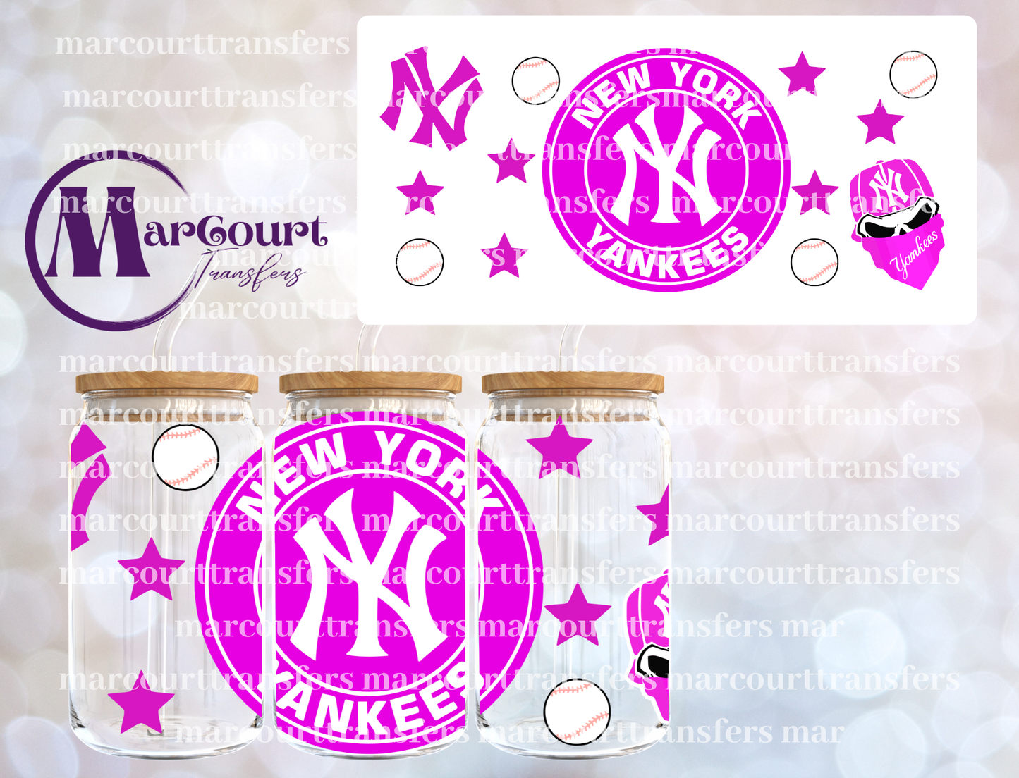 NEW YORK PINK-16 0Z-UV DTF CUP WRAP