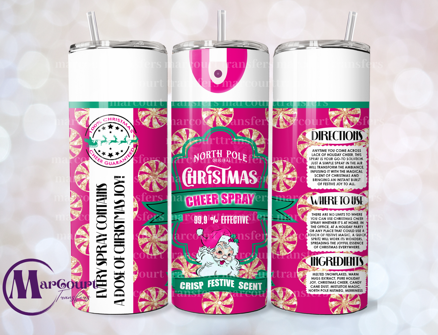 NORTH POLE CHRISTMAS CHEER SPRAY-SKINNY TUMBLER TRANSFER
