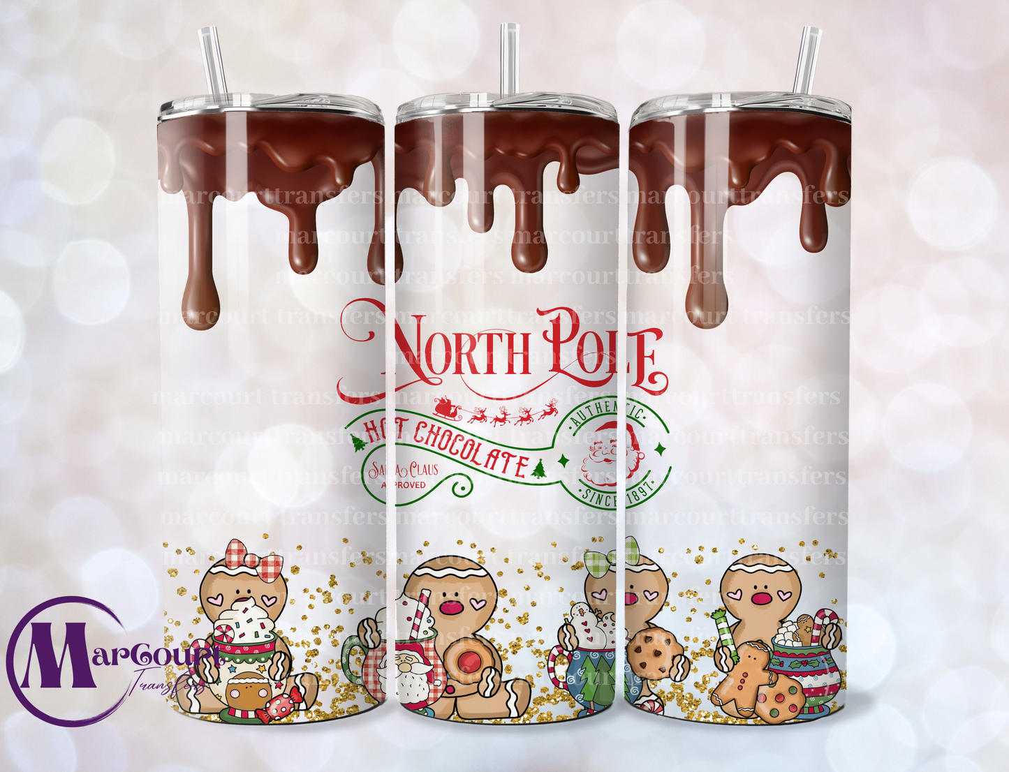 NORTH POLE HOT CHOCOLATE WITH GINGERBREAD-20 0Z-UV DTF CUP WRAP