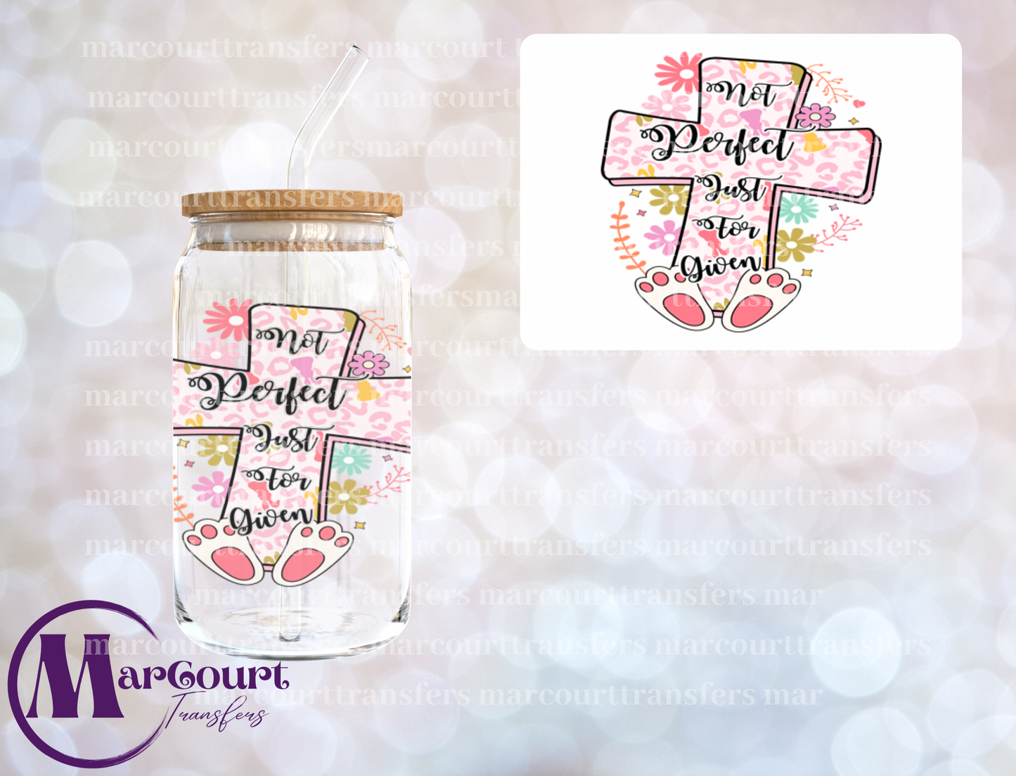 NOT PERFECT JUST FORGIVEN CROSS-DECAL-UV DTF CUP WRAP