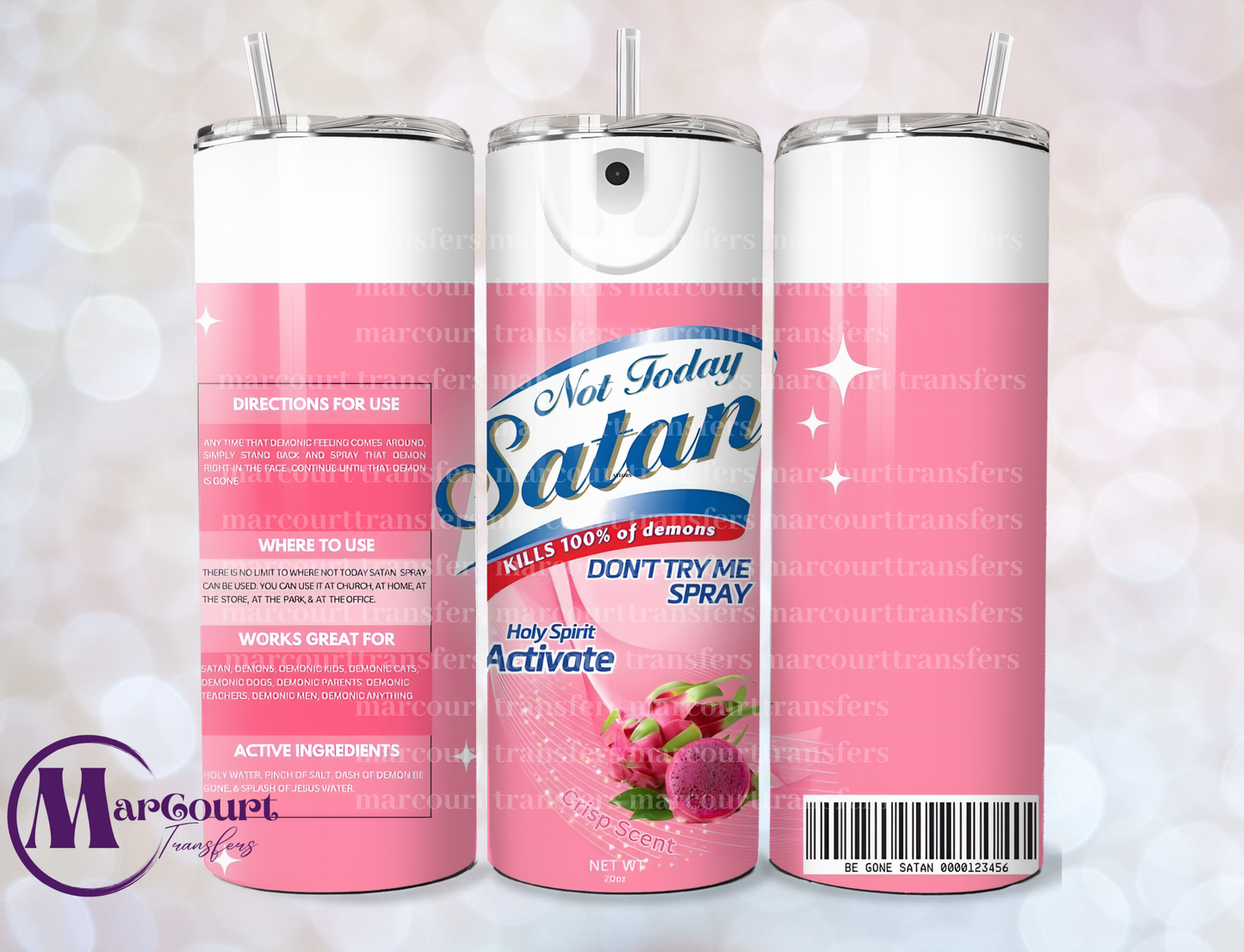 NOT TODAY SATAN-SKINNY TUMBLER TRANSFER (SUBLIMATION)