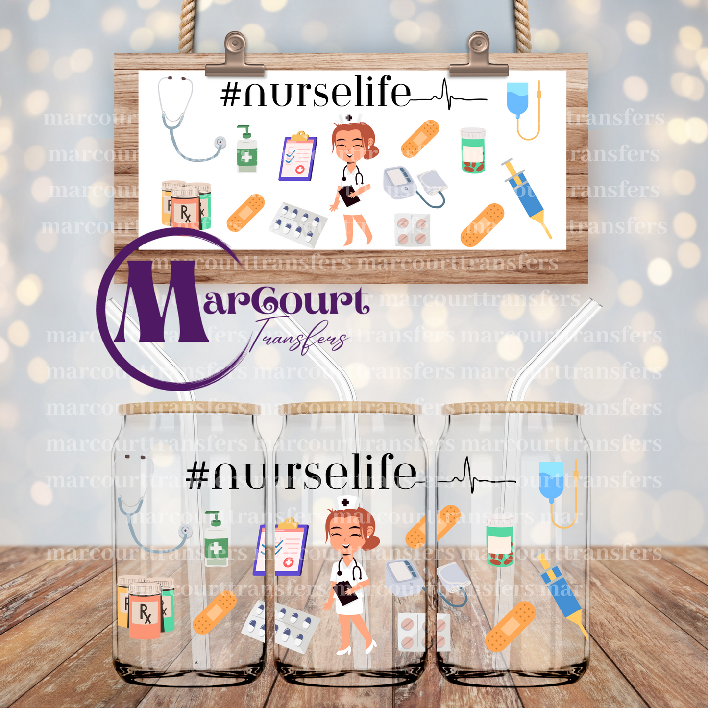 #NURSE LIFE-16 0Z-UV DTF CUP WRAP