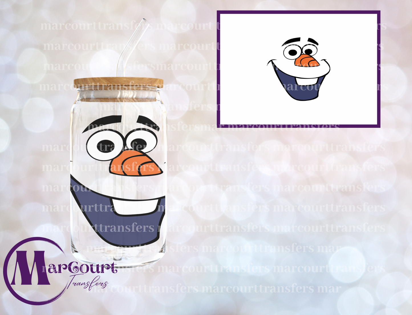 OLAF FACE-DECAL-UV DTF CUP WRAP