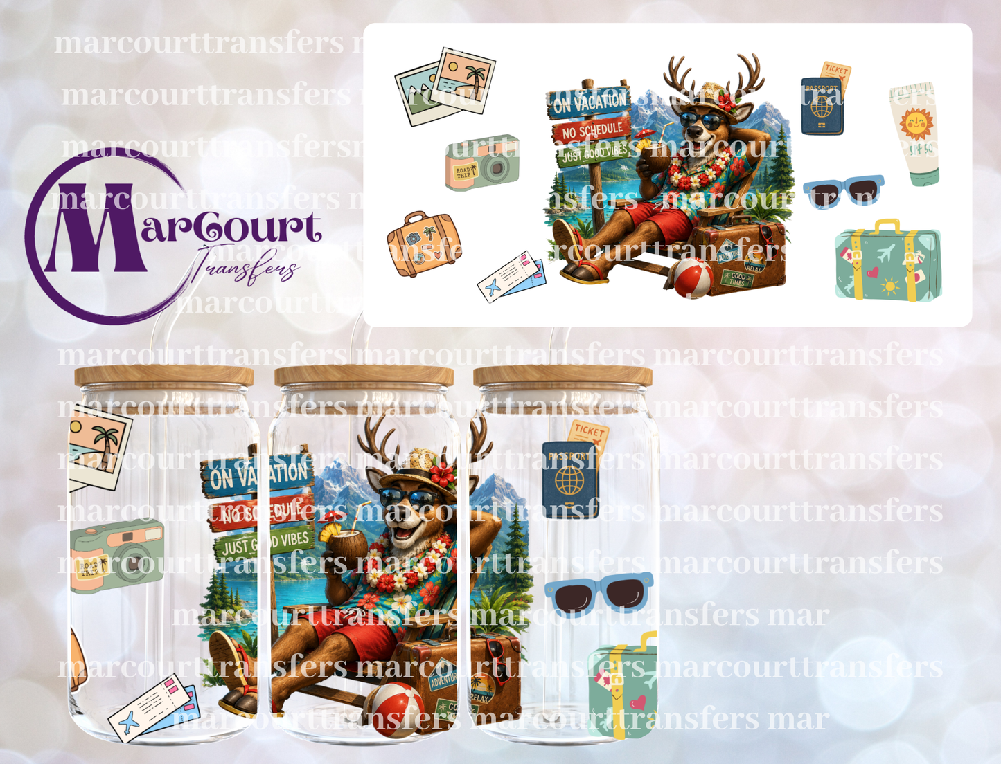 ON VACATION REINDEER-16 0Z-UV DTF CUP WRAP