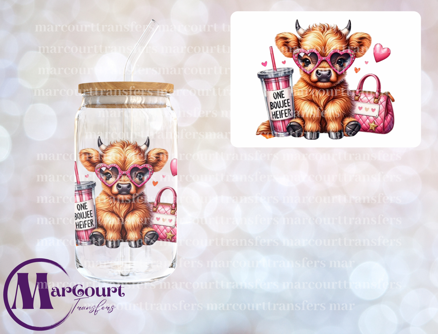 ONE BOUJEE HEIFER WITH PURSE AND CUP-DECAL-UV DTF CUP WRAP