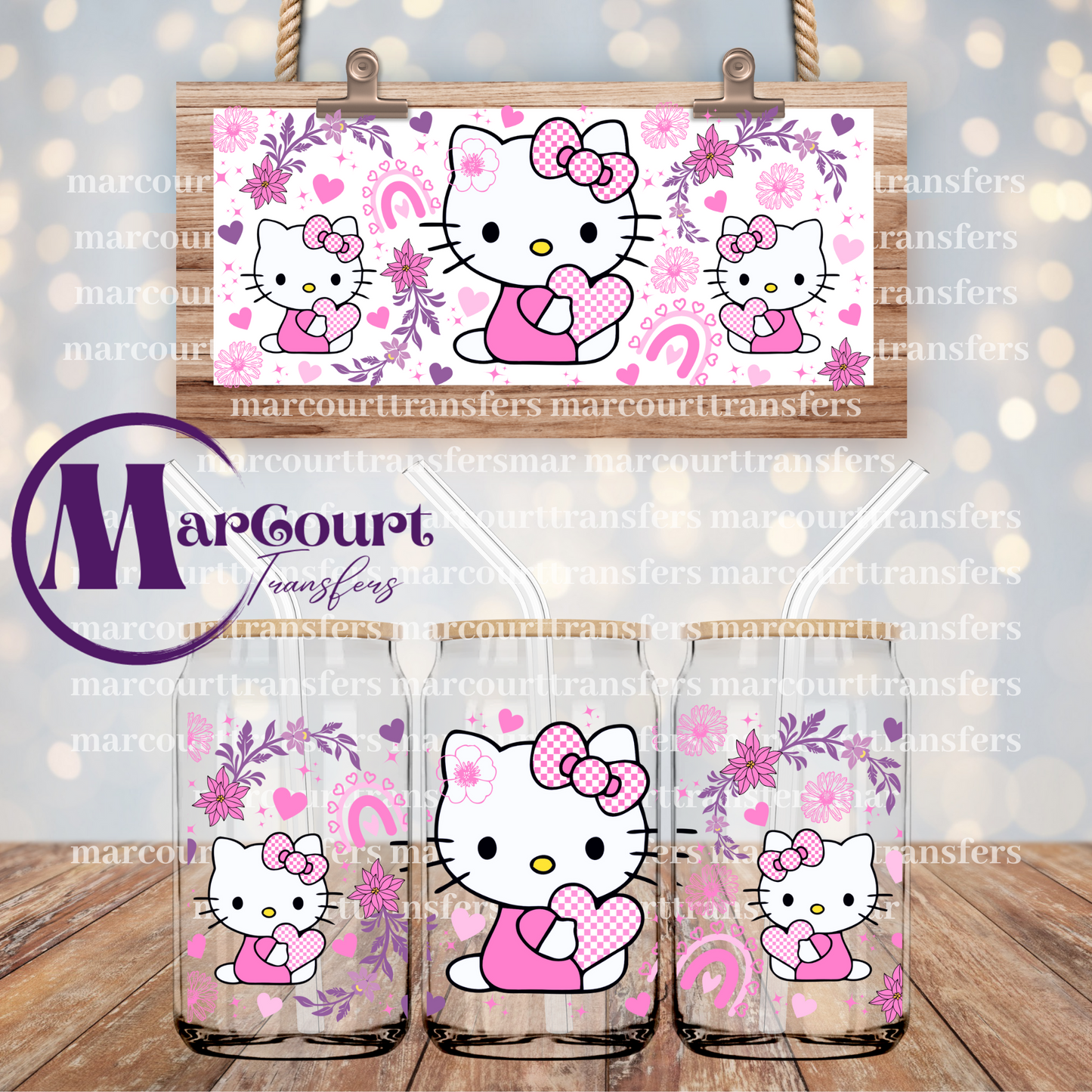PINK KITTY-16 0Z-UV DTF CUP WRAP