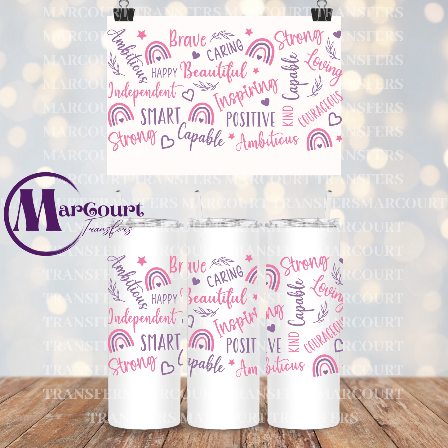 POSITIVE AFFIRMATIONS-20 0Z-UV DTF CUP WRAP