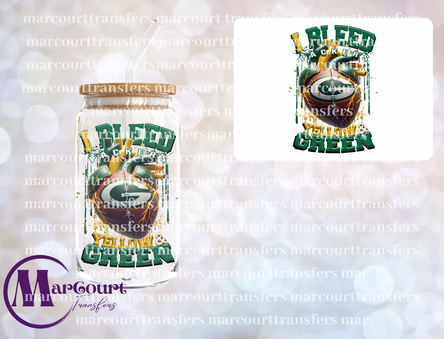 PACKERS I BLEED YELLOW AND GREEN-DECAL-UV DTF CUP WRAP
