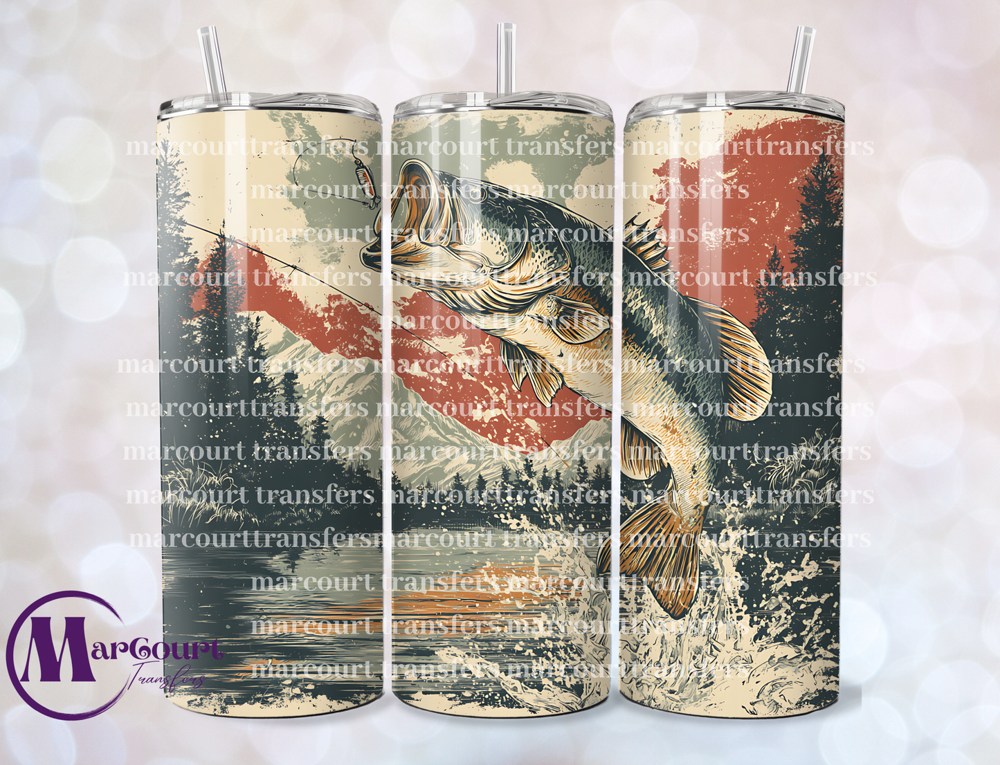 PATRIOTIC BASS FISHING 4-20 OZ-UV DTF CUP WRAP