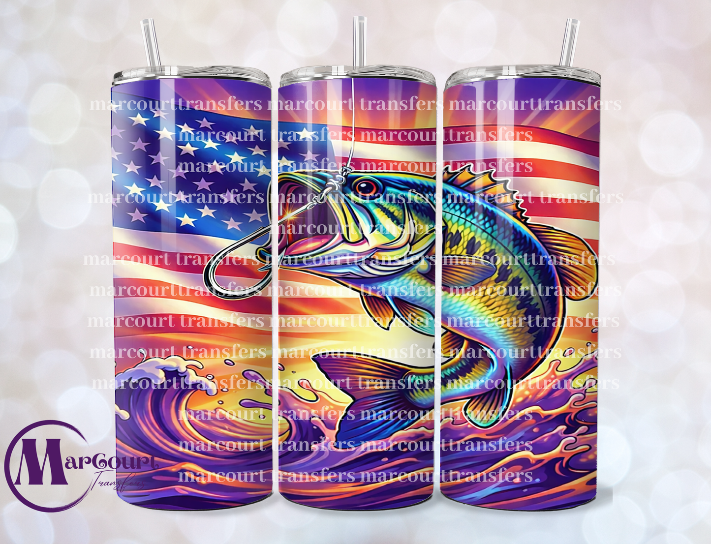 PATRIOTIC BASS-20 OZ-UV DTF CUP WRAP