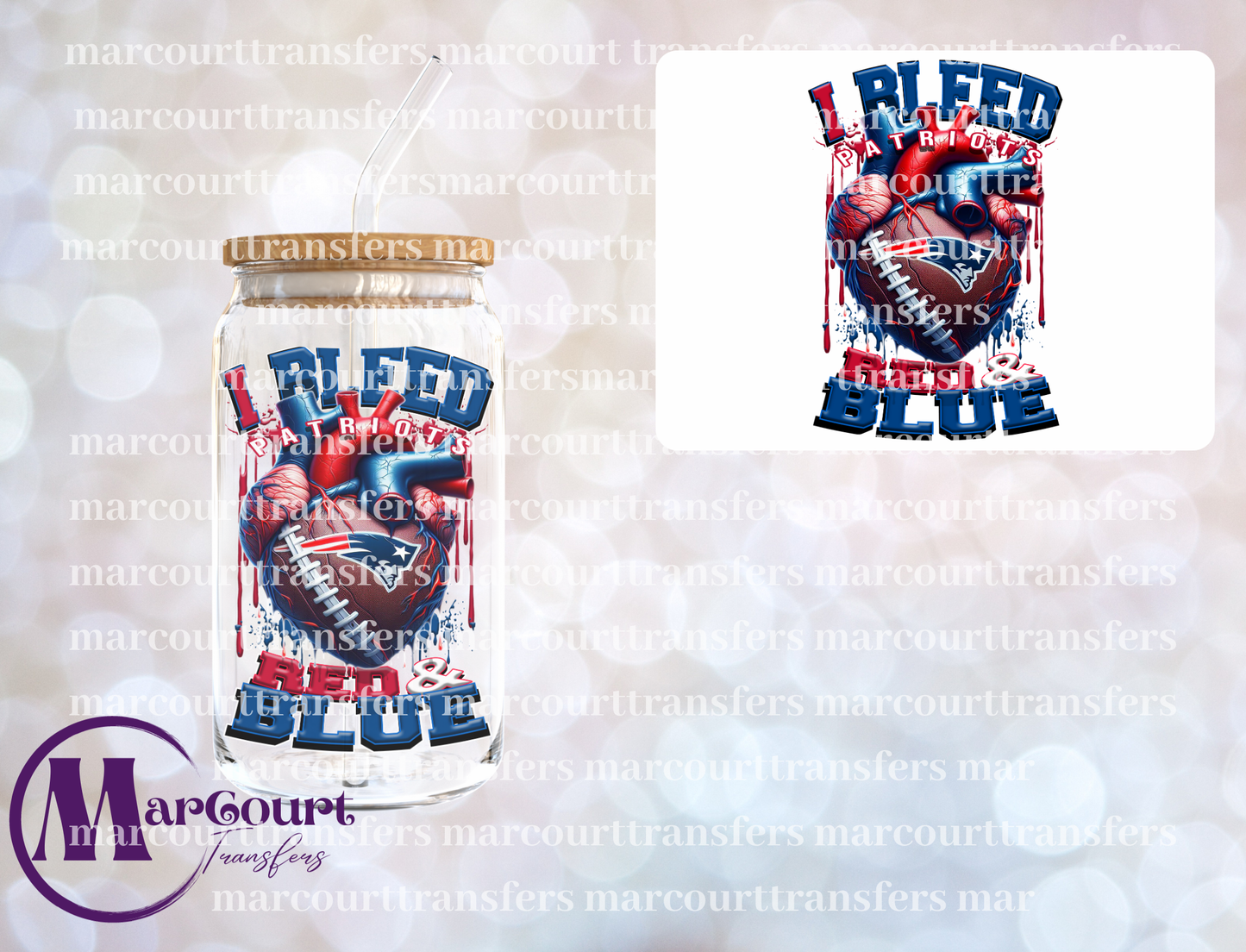 PATRIOTS I BLEED RED AND BLUE-DECAL-UV DTF CUP WRAP