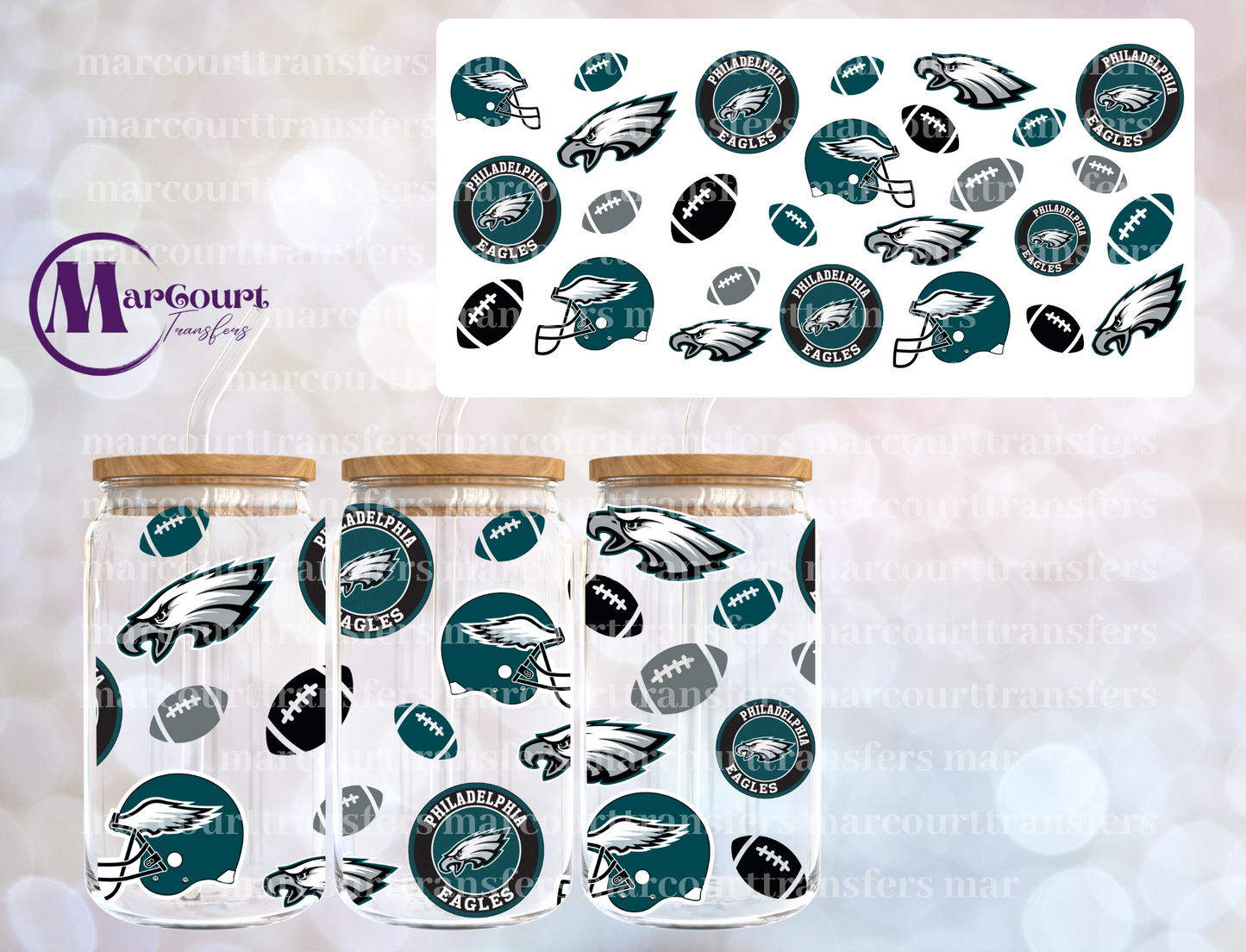 PHILADELPHIA EAGLES 2-16 OZ- UV DTF CUP WRAP