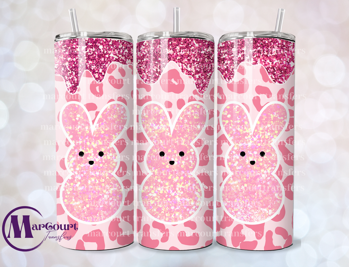 PINK EASTER PEEPS-SKINNY TUMBLER TRANSFER (SUBLIMATION)