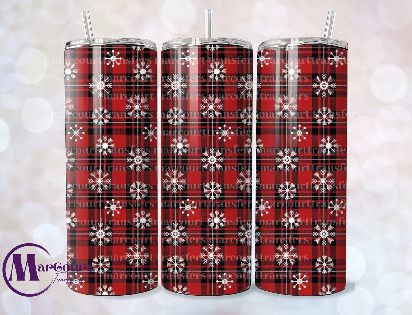 PLAID SNOWFLAKES-SKINNY TUMBLER TRANSFER
