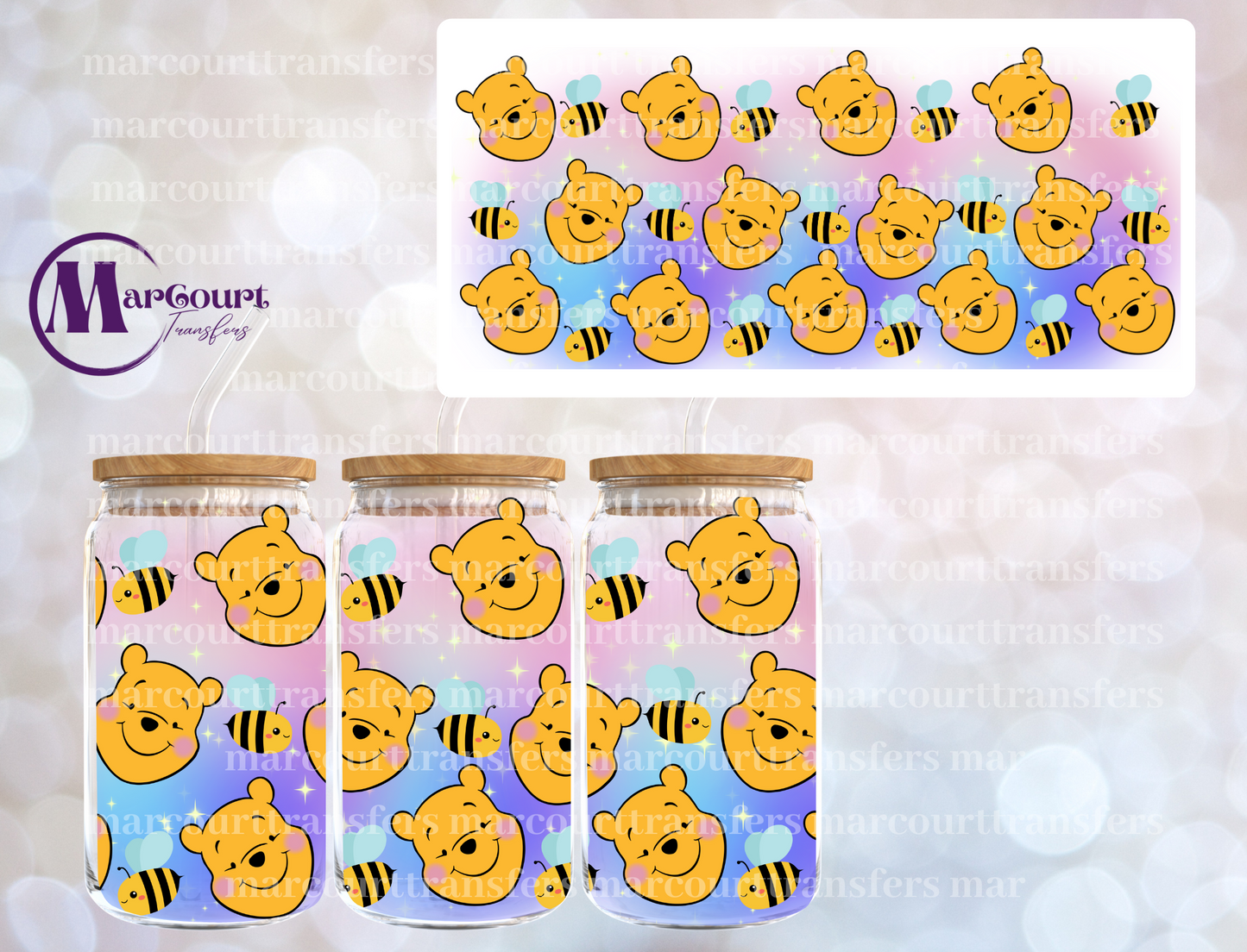 POOH AND BUMBLE BEES 1-16 0Z-UV DTF CUP WRAP