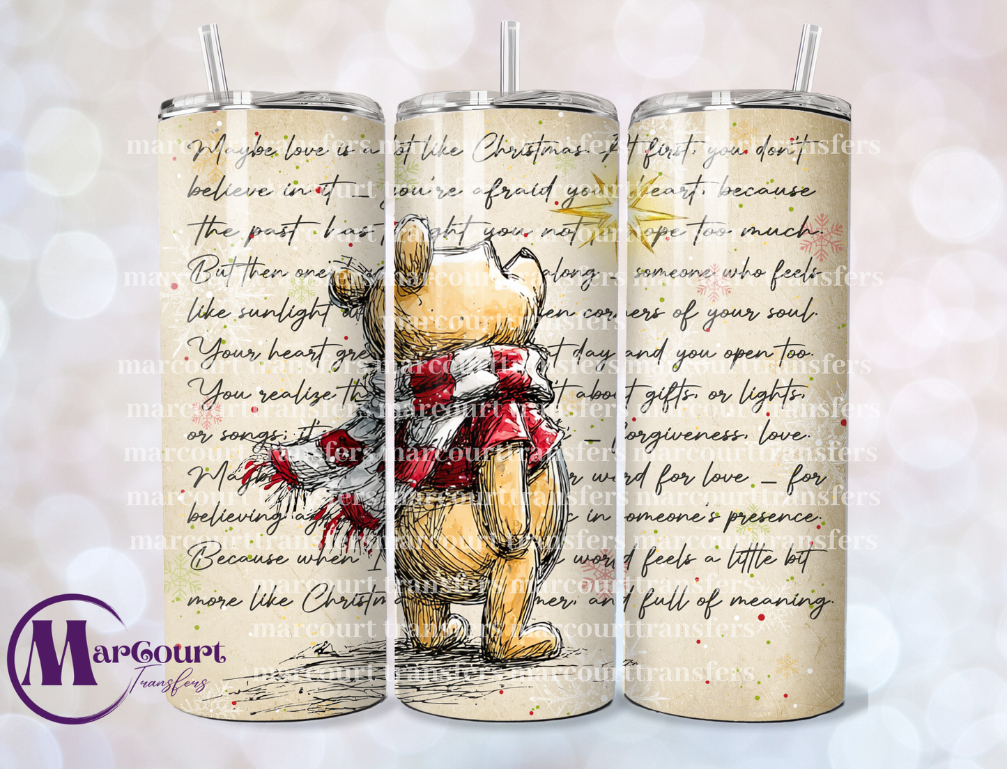 POOH VINTAGE CHRISTMAS-20-SKINNY TUMBLER TRANSFER (Copy)