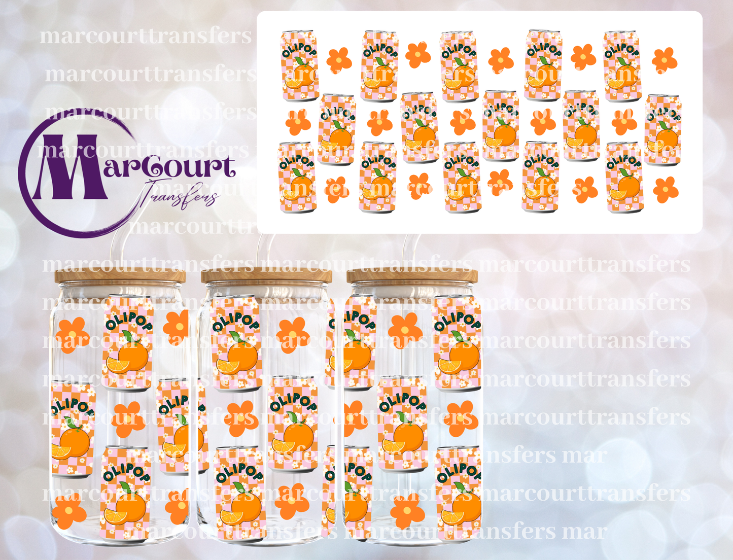 POP ORANGE-16 0Z-UV DTF CUP WRAP