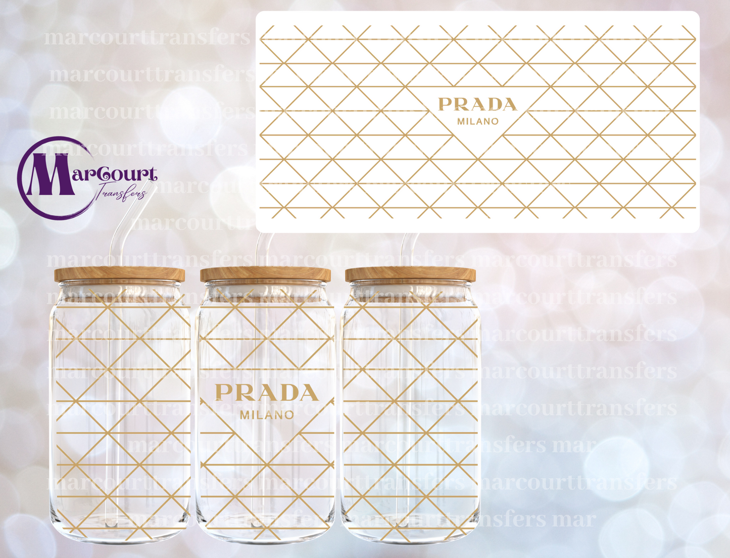 PRADA GOLD PATTERN-16 0Z-UV DTF CUP WRAP