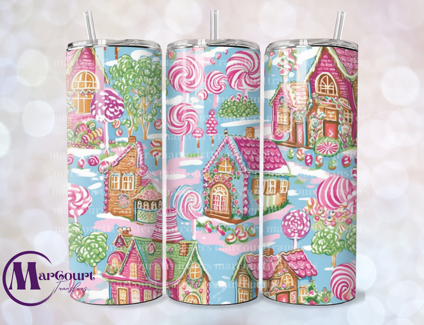 PREPPY CHRISTMAS CANDYLAND-SKINNY TUMBLER TRANSFER