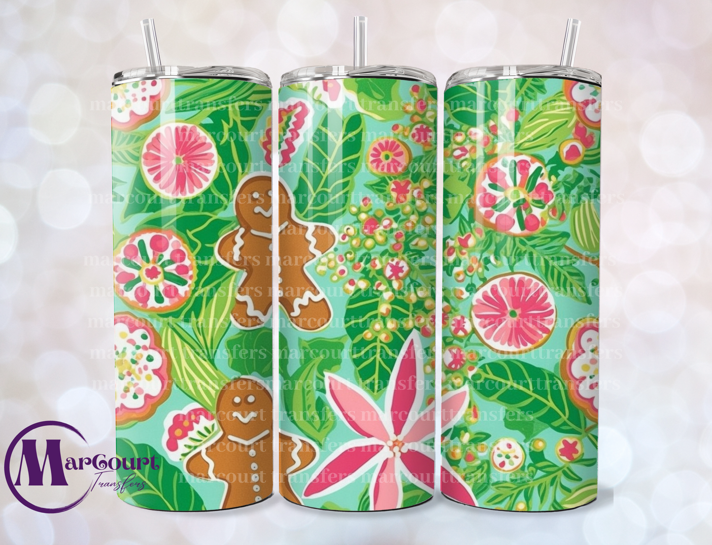 PREPPY CHRISTMAS GINGERBREADS-SKINNY TUMBLER TRANSFER