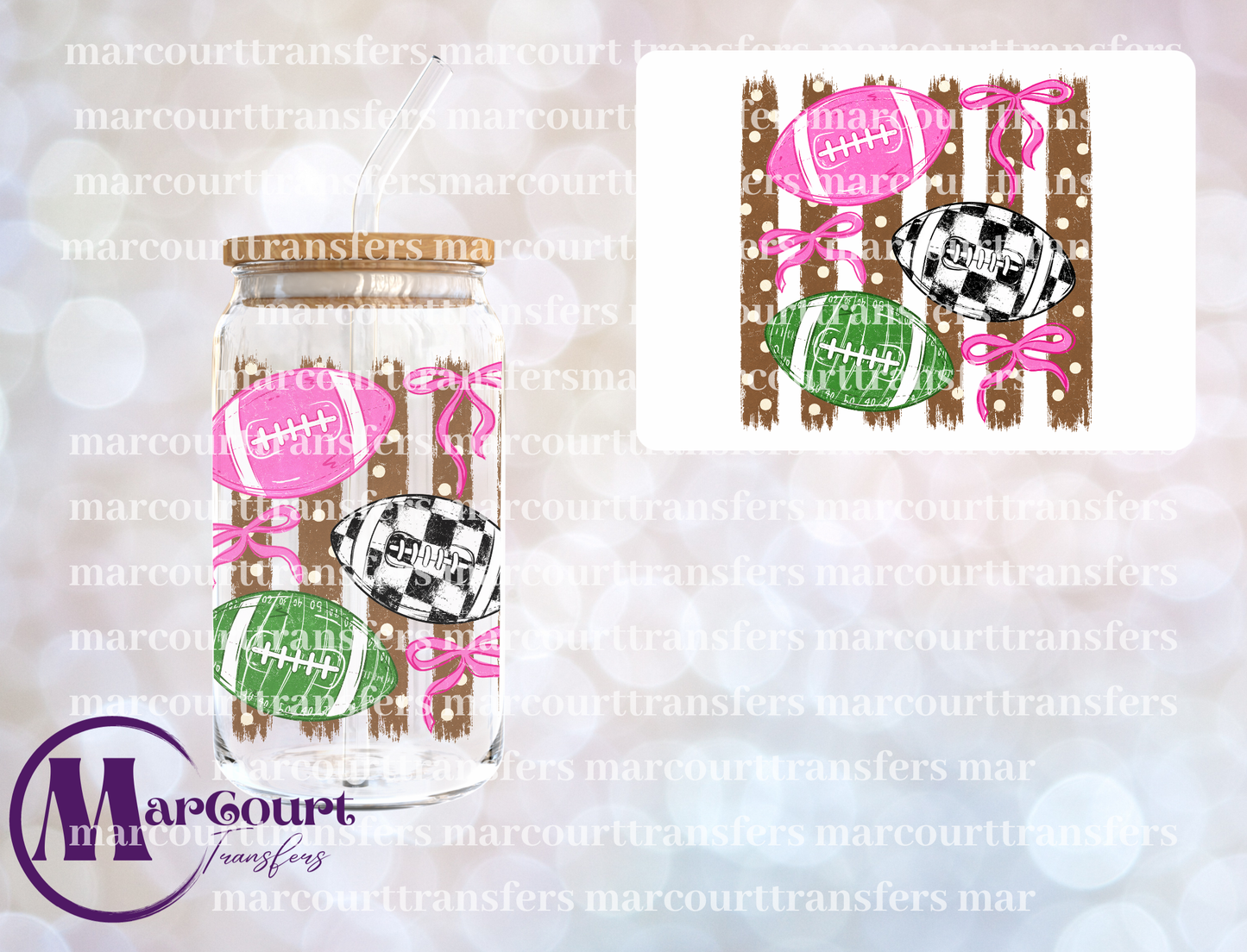 PREPPY FOOTBALLS-UV DTF CUP WRAP